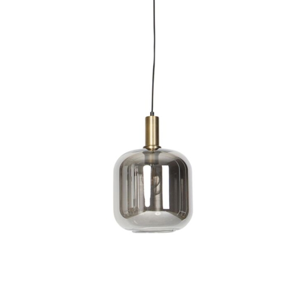 Design hanglamp zwart met goud en smoke glas - zuzanna