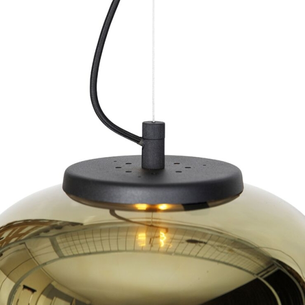 Design hanglamp zwart met goud glas 2-lichts - bliss