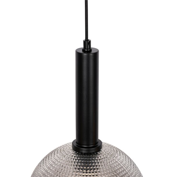 Design hanglamp zwart met smoke glas 4-lichts - chico