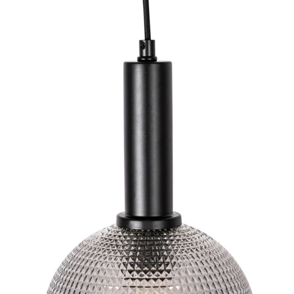 Design hanglamp zwart met smoke glas 8-lichts - chico