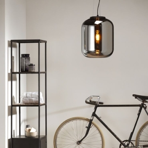 Design hanglamp zwart met smoke glas - Bliss