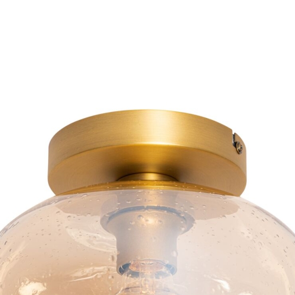 Design plafondlamp messing en amber glas - zuzanna
