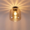 Design plafondlamp zwart met amber glas - qara
