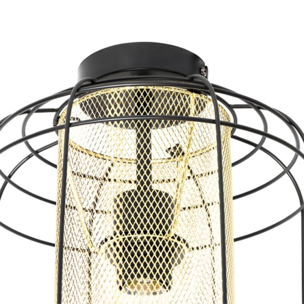 Design plafondlamp zwart met goud - gaze