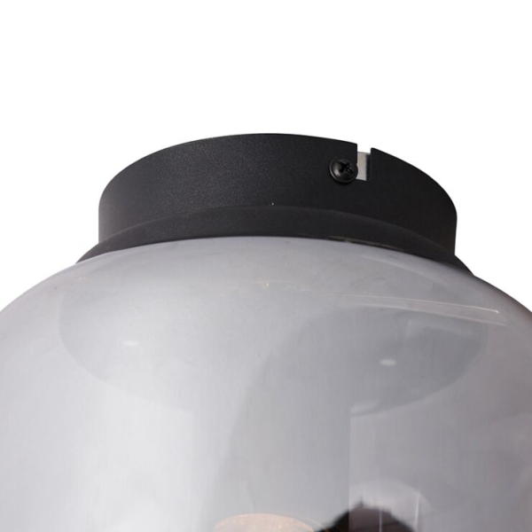Design plafondlamp zwart met smoke glas - bliss