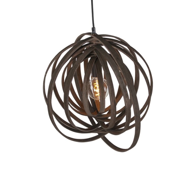 Design ronde hanglamp bruin hout - arrange