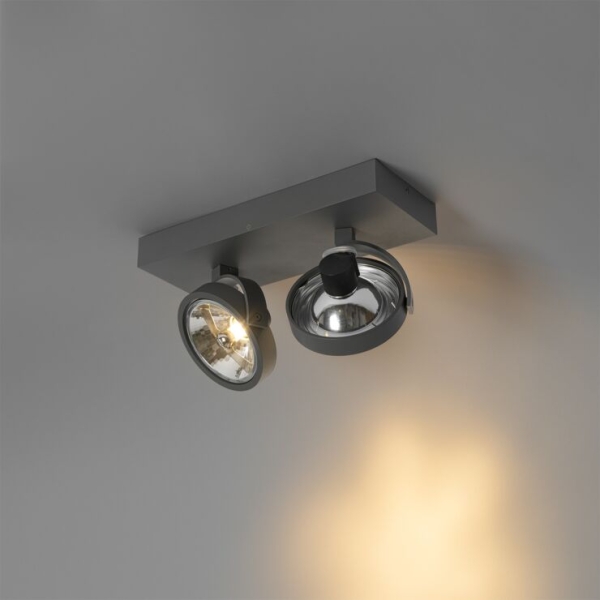 Design spot grijs verstelbaar 2-lichts - go