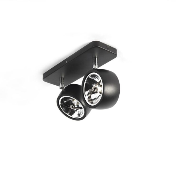 Design spot zwart langwerpig verstelbaar 2-lichts - go nine