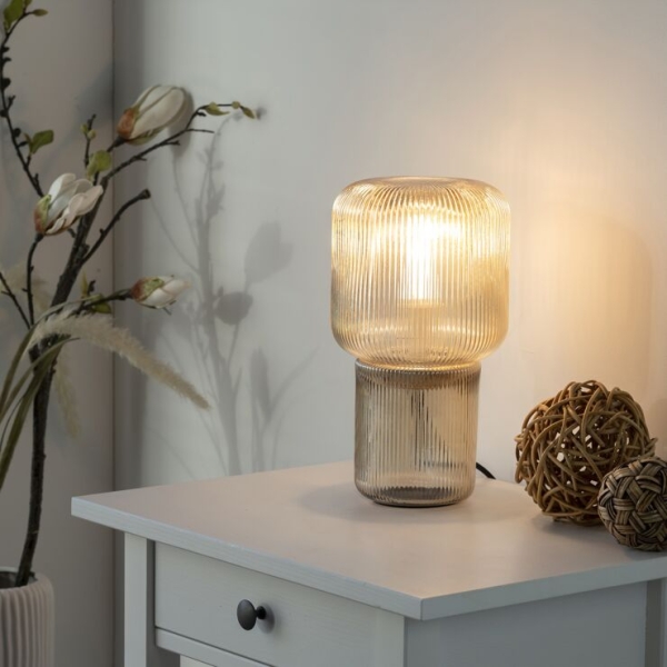 Design tafellamp amber glas - zonat