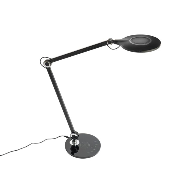 Design tafellamp zwart incl. Led met touch en inductielader - don