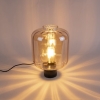 Design tafellamp zwart met amber glas - qara