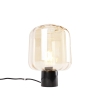 Design tafellamp zwart met amber glas - qara
