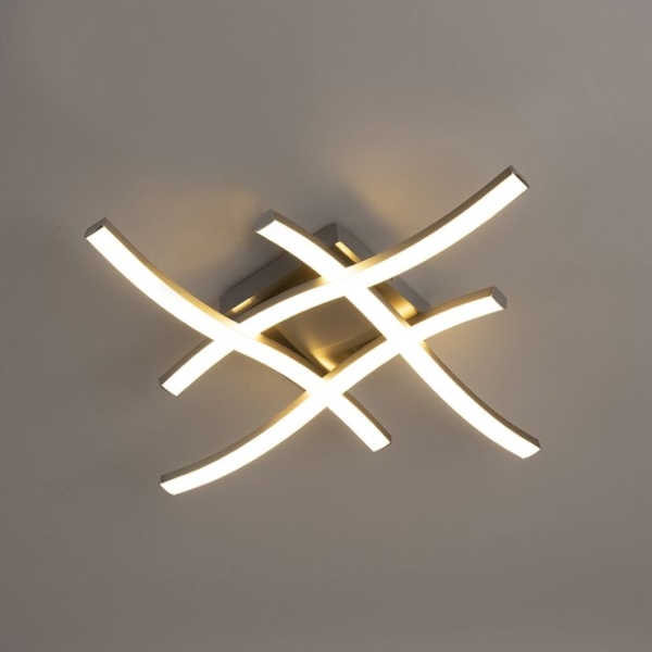 Design vierkante plafondlamp staal incl. Led - onda