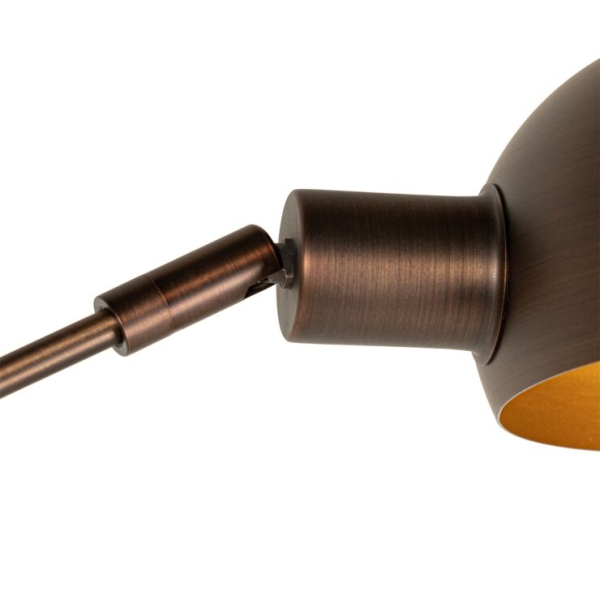 Design vloerlamp donkerbrons met goud 5-lichts - sixties marmo