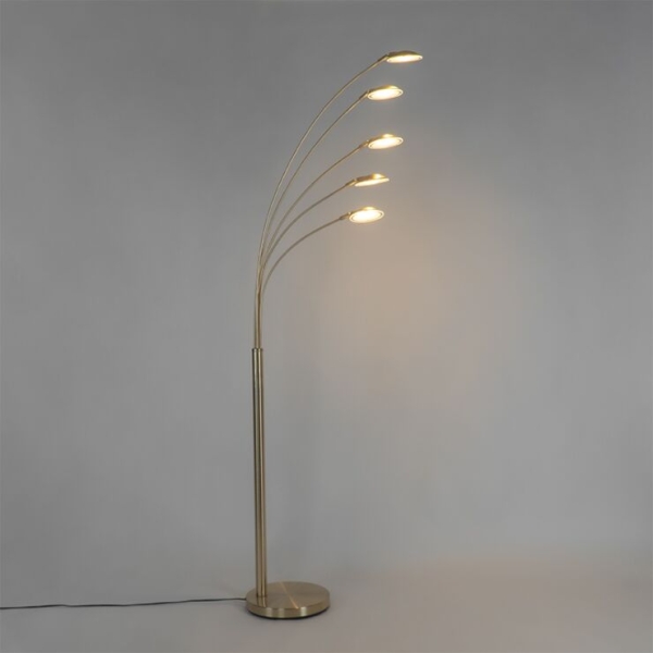 Design vloerlamp messing incl. Led 5 lichts sixties trento 14