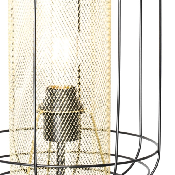 Design vloerlamp tripod zwart met goud - gaze