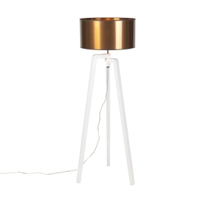 Design vloerlamp wit met kap koper 50 cm - Puros