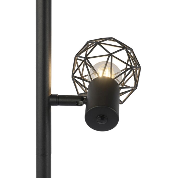 Design vloerlamp zwart 3-lichts verstelbaar - mesh