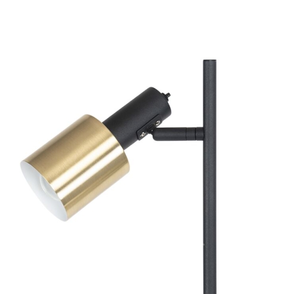 Design vloerlamp zwart met goud 2-lichts - stijn