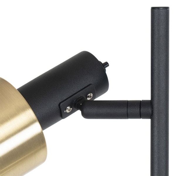 Design vloerlamp zwart met goud 2-lichts - stijn