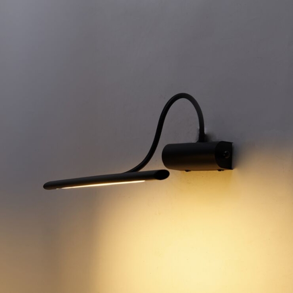 Design wandlamp zwart 32 cm incl. Led met dimmer - tableau