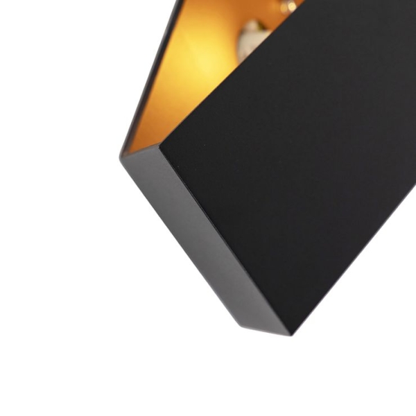 Design wandlamp zwart met goud - fold