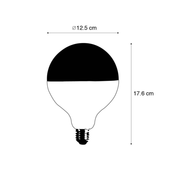 E27 dimbare led lamp kopspiegel g125 zwart 4w 200 lm 1800k
