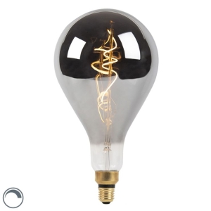 E27 dimbare LED spiraal filament lamp A165 smoke 100 lm 2100K