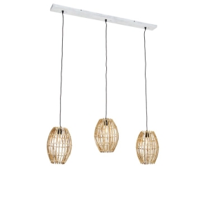 Hanglamp bamboe met wit langwerpig 3-lichts - Canna Capsule