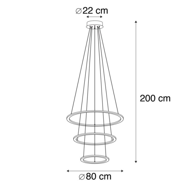 Hanglamp grijs incl. Led 3-staps dimbaar 3-lichts - tijn