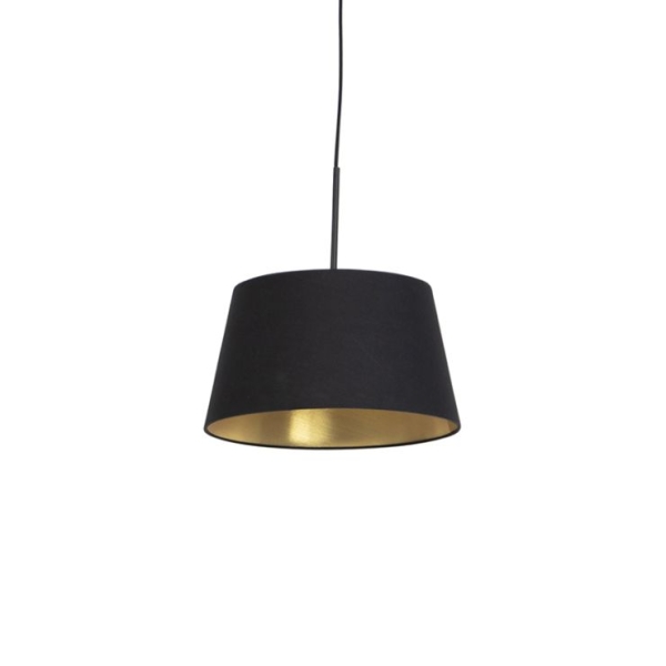 Hanglamp met katoenen kap zwart met goud 32 cm - combi