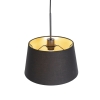 Hanglamp met katoenen kap zwart met goud 32 cm - combi