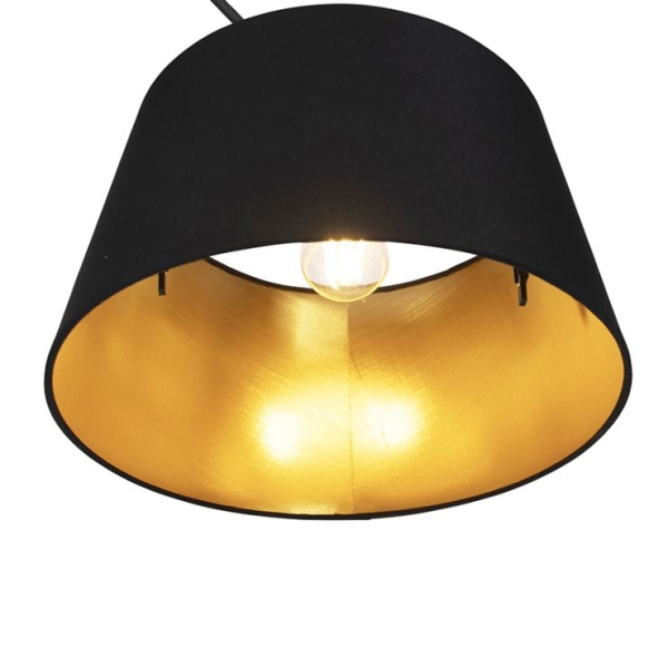 Hanglamp met katoenen kap zwart met goud 35 cm - blitz i zwart
