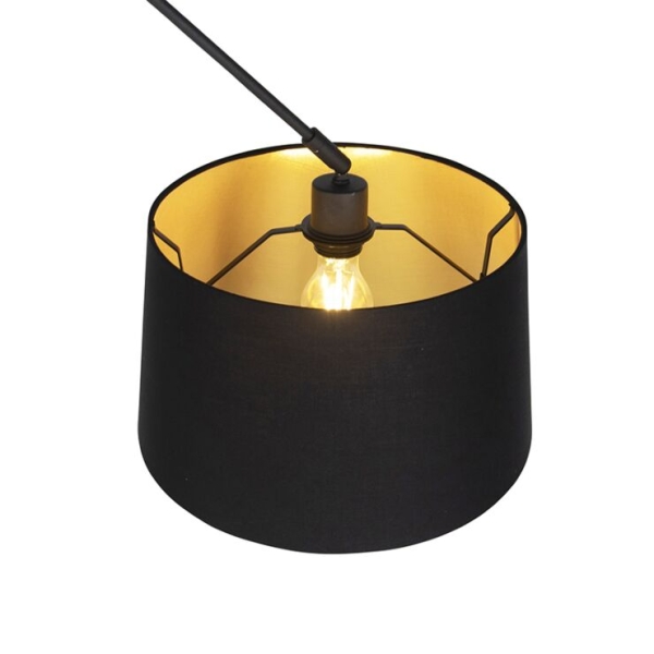 Hanglamp met katoenen kap zwart met goud 35 cm - blitz i zwart