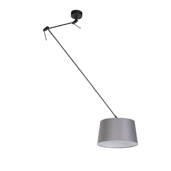 Hanglamp met linnen kap donkergrijs 35 cm - blitz i zwart