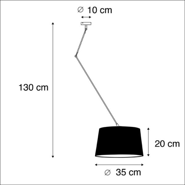 Hanglamp zwart met linnen kap donkergrijs 35 cm - blitz