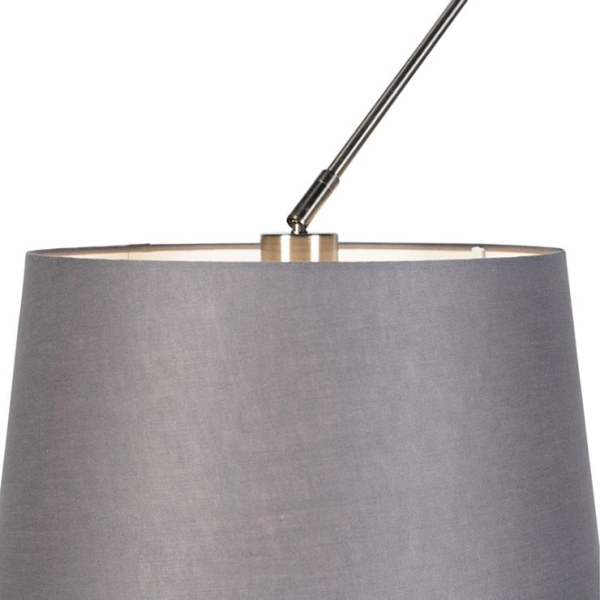 Hanglamp zwart met linnen kappen donkergrijs 35 cm 2-lichts - blitz