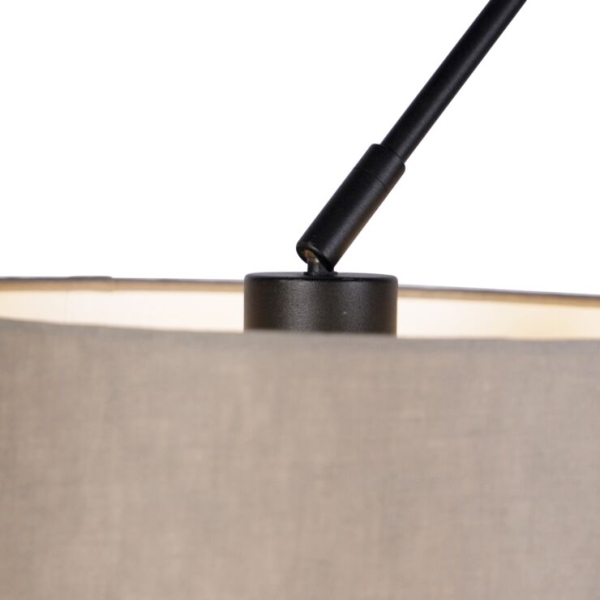 Hanglamp zwart met linnen kappen taupe 35 cm 2-lichts - blitz