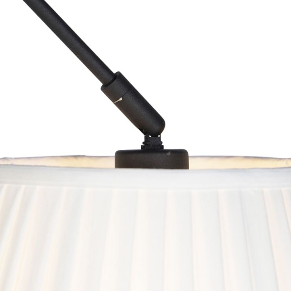 Hanglamp zwart met plisse kap 35cm crème - blitz