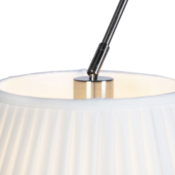 Hanglamp staal met plisse kappen crème 35 cm 2-lichts - blitz