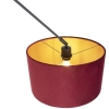 Hanglamp zwart met velours kap rood met goud 35 cm - blitz