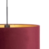Hanglamp met velours kap rood met goud 50 cm - combi