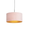 Hanglamp met velours kap roze met goud 50 cm - combi