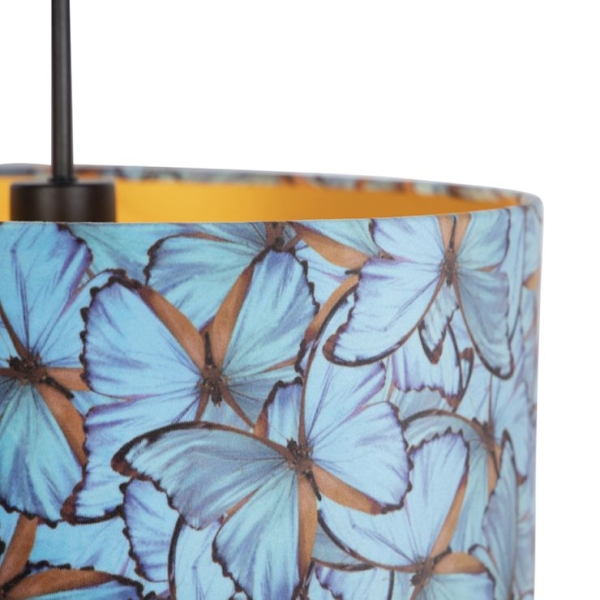 Hanglamp met velours kap vlinders met goud 40 cm - combi