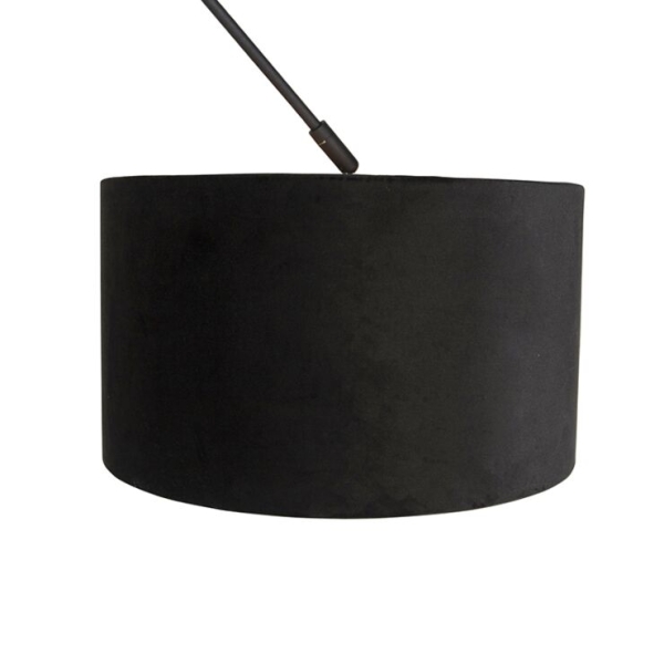 Hanglamp zwart met velours kap zwart met goud 35 cm - blitz