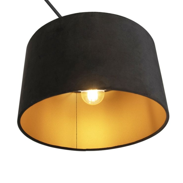 Hanglamp met velours kap zwart met goud 35 cm - blitz i zwart