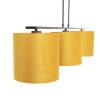 Hanglamp met velours kappen geel met goud 20cm - combi 3 deluxe