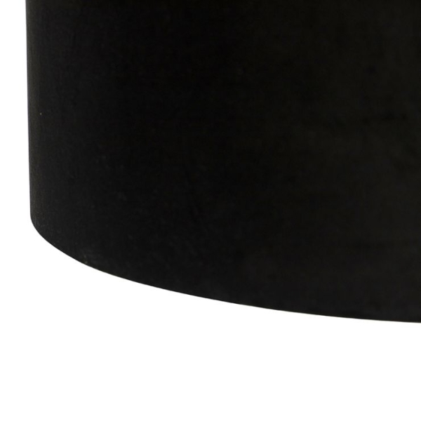 Hanglamp zwart met velours kappen zwart met goud 35 cm 2-lichts - blitz
