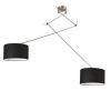 Hanglamp staal met kap 35 cm zwart verstelbaar 2-lichts - blitz