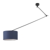 Hanglamp zwart met kap 35 cm blauw verstelbaar - Blitz I